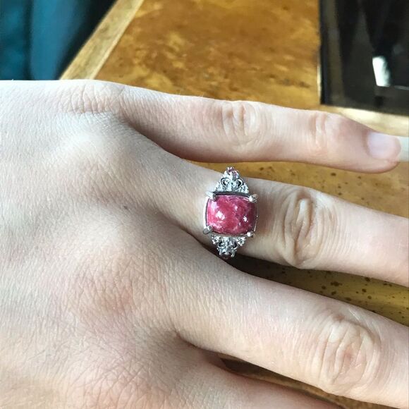 Norwegian Thulite Sterling Silver Ring Size 6 - Picture 2 of 9